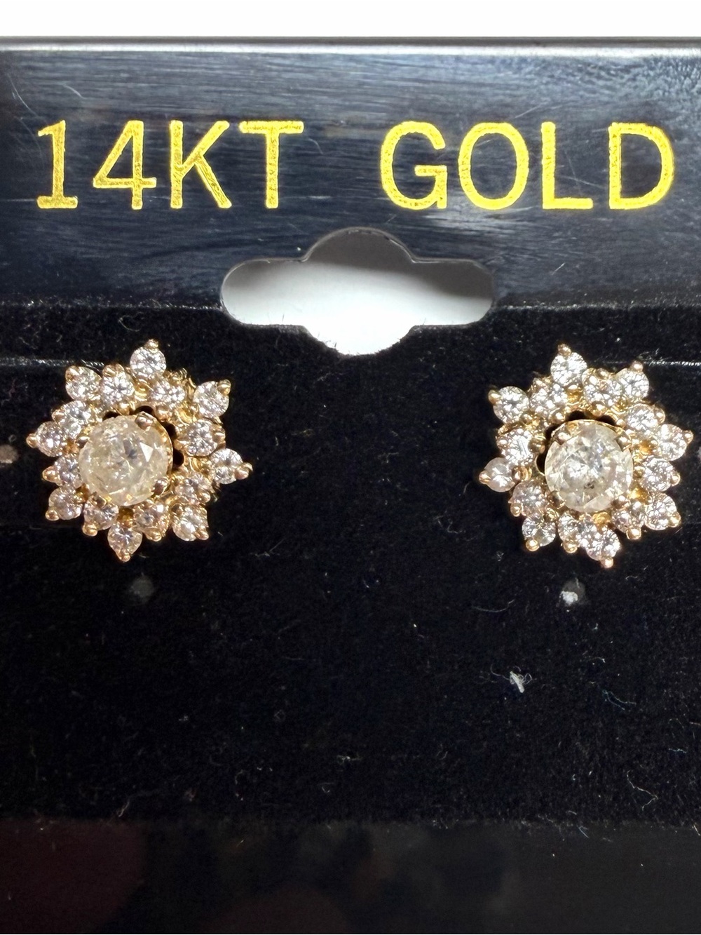14k Yellow Gold 1.00ctw Round Cut Natural Diamond Stud W/ Jackets Earrings